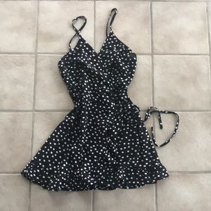 Black & white polka dot mini dress